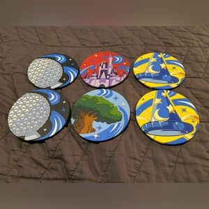 6 Disney Theme Park Coasters Thick Bendable‎ Plastic